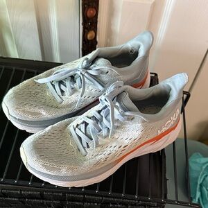 HOKA Women's Running Shoes - Light Gray and Orange
